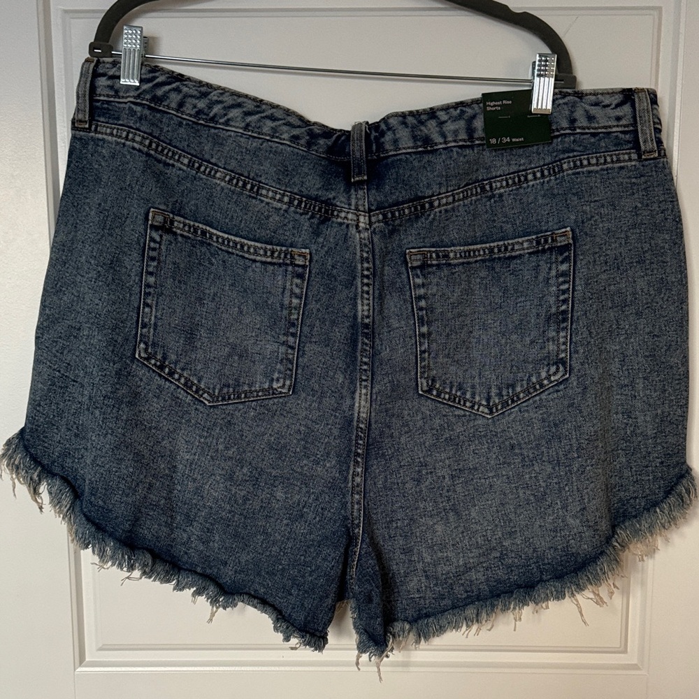 Distressed High Rise Denim Shorts - Picture 6 of 6